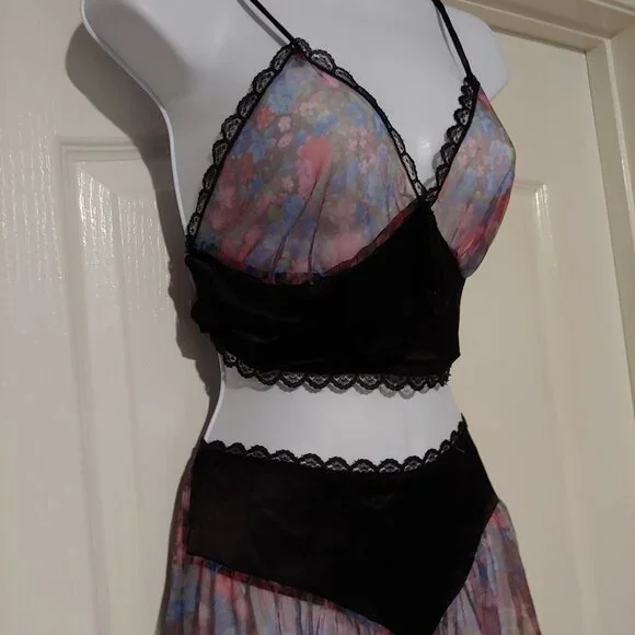 VTG Petra Fashions 89/90's Sheer Floral Lingerie Set Harem Sheer Genie Loungewea - Picture 6 of 12